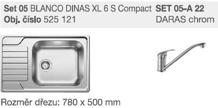 SET 05-A 23 Dinas XL 6 S Compact  kartáčovaný + Daras chrom SET 05-A 23