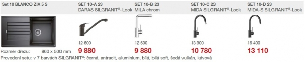 SET 10-B 23 ZIA 5 S aluminium + MILA chrom SET 10-B 23 aluminium