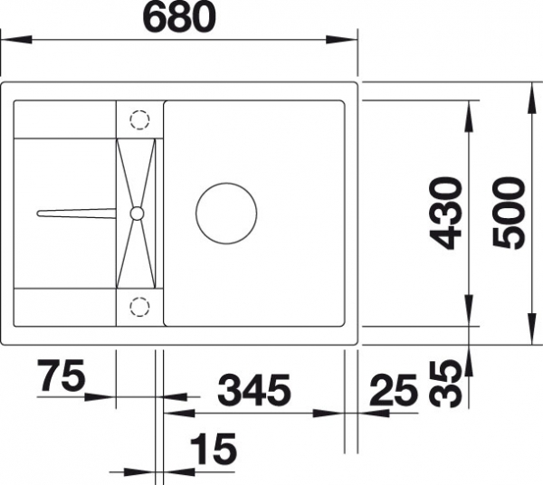 Blanco METRA 45 S Compact Silgranit šedá skála oboustranné provedení s excentrem 519573