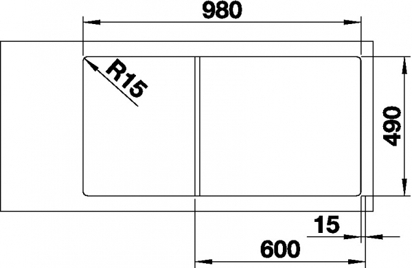 Blanco AXIA III XL 6 S InFino Silgranit antracit skl.kráj.deska oboustr.prov. s exc. 523510