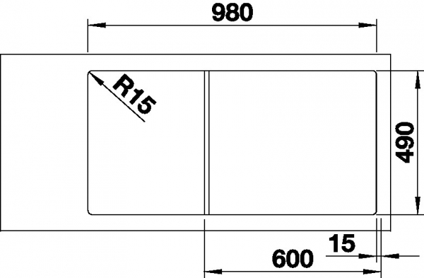 Blanco AXIA III 6 S InFino Silgranit tartufo sklen.kráj.deska dřez vlevo s exc. 524660