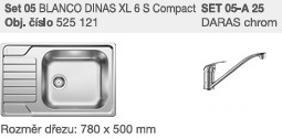 SET 05-A 25 Dinas XL 6 S Compact  kartáčovaný + Daras chrom SET 05-A 25
