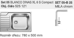 SET 05-B 25 Dinas XL 6 S  Compact kartáčovaný  + Mila  chrom SET 05-B 25