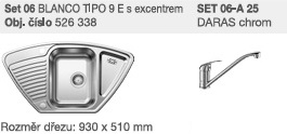SET 06-A 25 Tipo 9 E přírodní lesk s excentrem + DARAS chrom SET 06-A 25