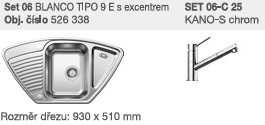 SET 06-C 25 Tipo 9 E přírodní lesk s excentrem  + Kano-S chrom SET 06-C 25