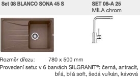SET 08-A 26 SONA 45 S bílá soft + MILA chrom SET 08-A 26 bílá soft