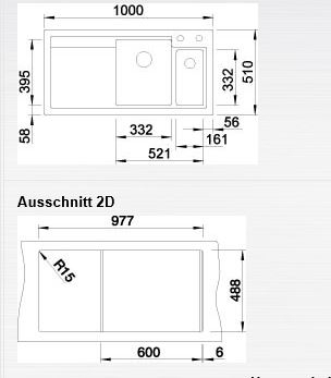 Blanco AXON II 6 S Keramika aluminium dřez vlevo s excentrem přísluš. ano 516551