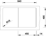 Blanco ZENAR 45 S Silgranit tartufo dřez vlevo s excentrem a skleněnou krájecí deskou 519269
